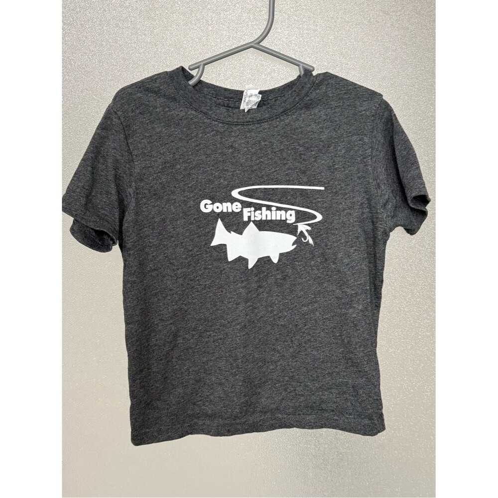 Rabbit Skins Charcoal Kids 'Gone Fishing' Tee